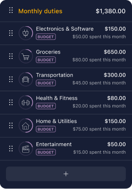 see your monthly duties in PocketGuard budget app
